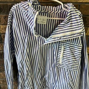 Blue and White Striped Men's Shirt